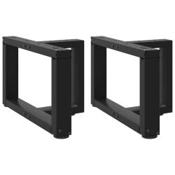 Lot de 2 pieds de table basse en T esth&eacute;tique moderne 40 x 25 x 30 cm en acier noir 02_0057274