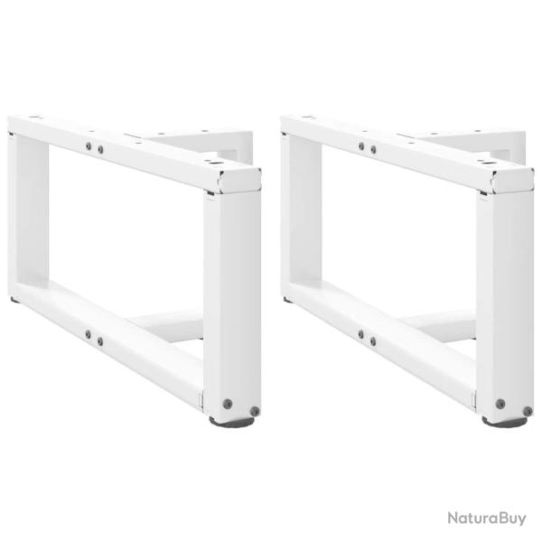 Lot de 2 pieds de table basse en T avec niveleurs r�glables 70 x 25 x 30 cm en acier blanc 02_00572