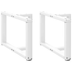 Lot de 2 pieds de table basse en T ajustables 70 x 25 x 43 cm style moderne en acier blanc 02_00573