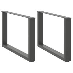 Lot de 2 pieds de table basse en U r&eacute;glables 60 x 43 cm design moderne stable en acier anthracite 0
