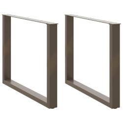 Lot de 2 pieds de table &agrave; manger en U avec niveleurs r&eacute;glables 100 x 72-73 cm en acier thermolaqu&eacute;
