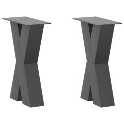 Lot de 2 pieds de table basse en X r&eacute;glables 38 x 42 cm design moderne ambiance &eacute;pur&eacute;e en acier ant