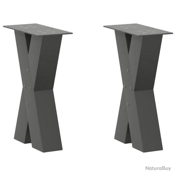 Lot de 2 pieds de table basse en X r�glables 38 x 42 cm design moderne ambiance �pur�e en acier ant