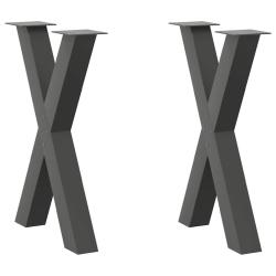 Lot de 2 pieds de table &agrave; manger en forme de X 50 x 72 cm avec niveleurs r&eacute;glables style moderne en
