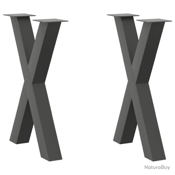 Lot de 2 pieds de table � manger en forme de X 50 x 72 cm avec niveleurs r�glables style moderne en