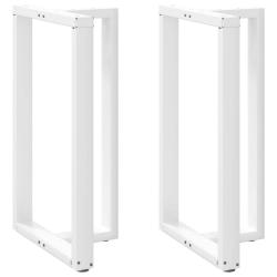 Lot de 2 pieds de table de bar en T r&eacute;glables 60 x 35 x 100 cm design moderne en acier blanc 02_005