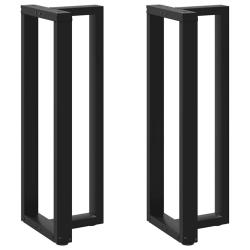 Lot de 2 pieds de table de bar en T avec patins r&eacute;glables 50 x 35 x 110 cm en acier thermolaqu&eacute; noi