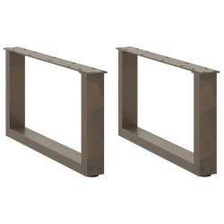 Lot de 2 pieds de table basse en U 70 x 30 cm robustes avec niveleurs r&eacute;glables style moderne en ac