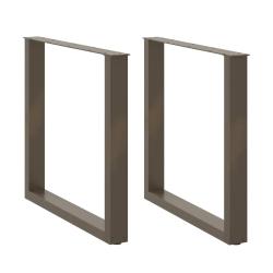 Lot de 2 pieds de table &agrave; manger en U 90 x 72-73 cm avec niveleurs r&eacute;glables design moderne en acie
