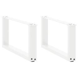 Lot de 2 pieds de table basse en U design moderne 70 x 31 cm avec niveleurs r&eacute;glables en acier blan