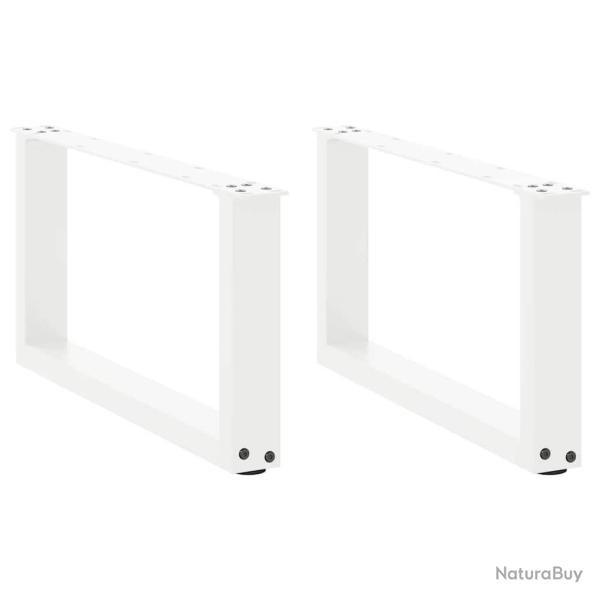 Lot de 2 pieds de table basse en U design moderne 70 x 31 cm avec niveleurs r�glables en acier blan