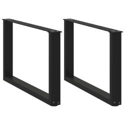 Lot de 2 pieds de table basse en U r&eacute;glables 60 x 42-43 cm design moderne en acier noir 02_0057400