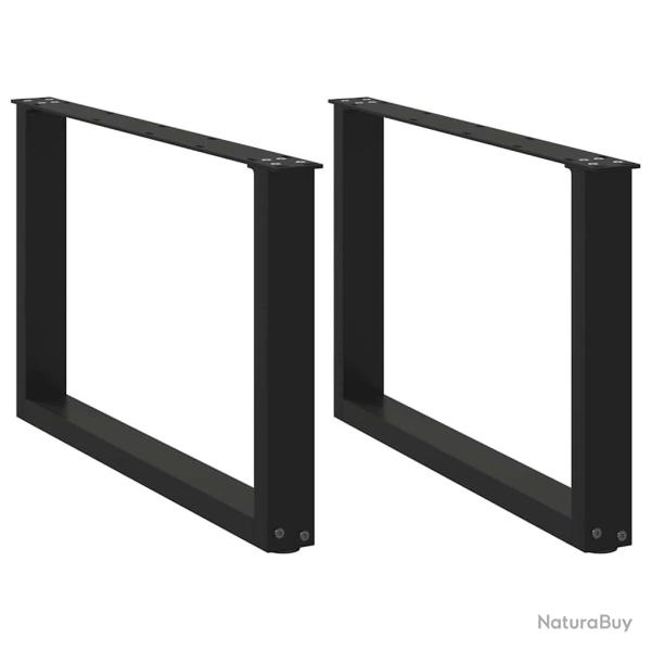 Lot de 2 pieds de table basse en U r�glables 60 x 42-43 cm design moderne en acier noir 02_0057400