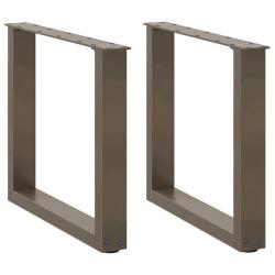 Lot de 2 pieds de table basse en U r&eacute;glables 50 x 43 cm avec design moderne en acier naturel 02_005