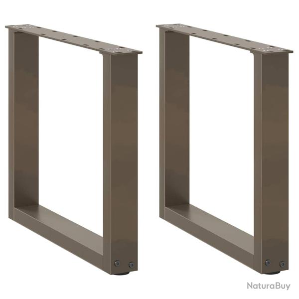 Lot de 2 pieds de table basse en U r�glables 50 x 43 cm avec design moderne en acier naturel 02_005