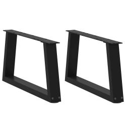 Lot de 2 pieds de table basse en V r&eacute;gleurs 70 x 31 cm design moderne &eacute;l&eacute;gant en acier noir 02_0056