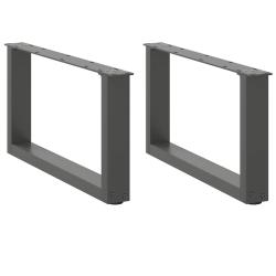 Lot de 2 pieds de table basse en U 70 x 30 cm stabilit&eacute; r&eacute;glable design moderne en acier anthracite