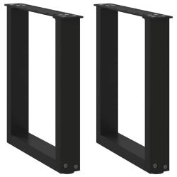 Lot de 2 pieds de table basse en U ajustables design moderne 28 x 43 cm en acier noir 02_0057388