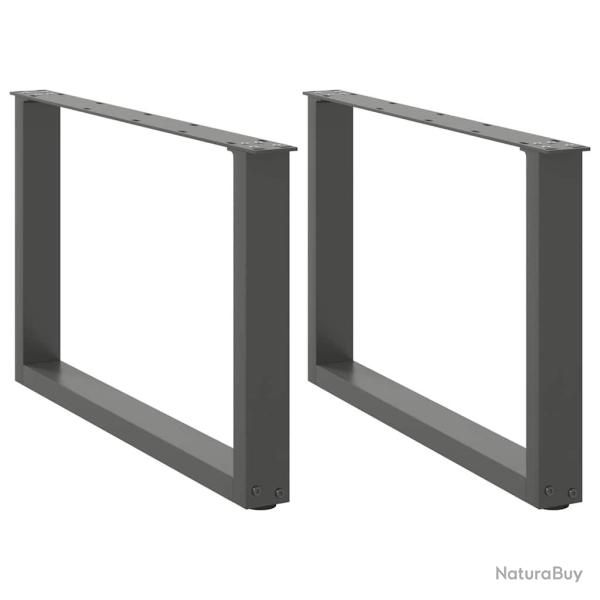 Lot de 2 pieds de table basse en U r�glables 70 x 42-43 cm design moderne en acier anthracite 02_00