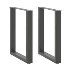 Lot de 2 pieds de table &agrave; manger en U 70 x 72-73 cm avec niveleurs r&eacute;glables design moderne en acie
