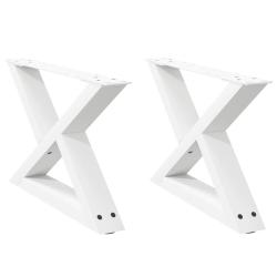 Lot de 2 pieds de table basse r&eacute;glables 50 x 30-31 cm design contemporain en acier blanc 02_0056971