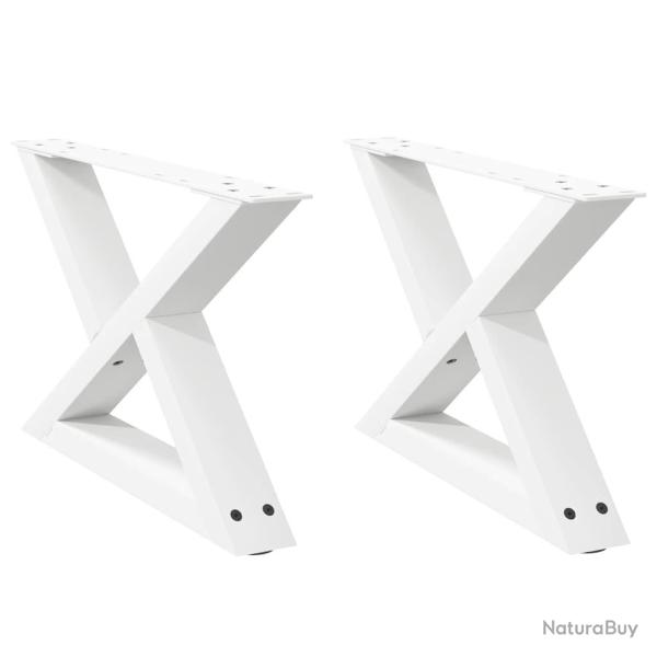 Lot de 2 pieds de table basse r�glables 50 x 30-31 cm design contemporain en acier blanc 02_0056971