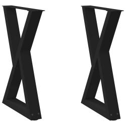 Lot de 2 pieds de table &agrave; manger r&eacute;glables 60 x 72-73,3 cm en acier noir 02_0057006