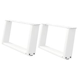 Lot de 2 pieds de table basse en U 60 x 30 cm design moderne et stable avec niveleurs en acier blan