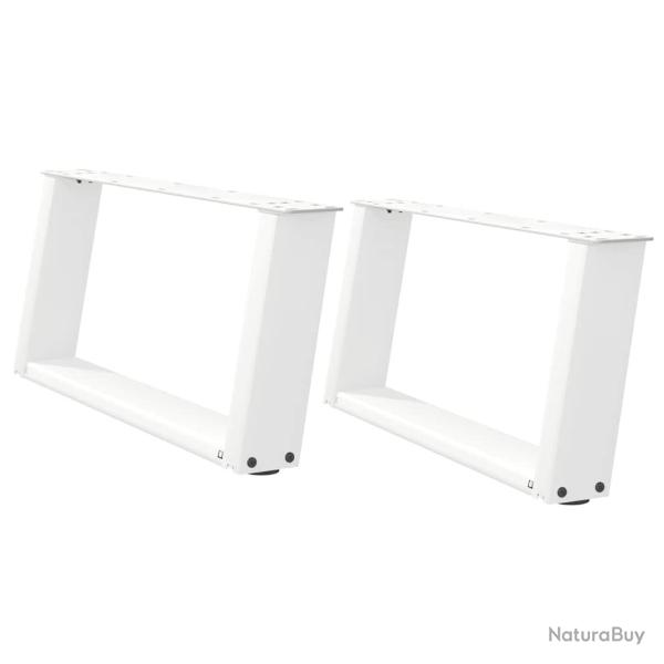 Lot de 2 pieds de table basse en U 60 x 30 cm design moderne et stable avec niveleurs en acier blan