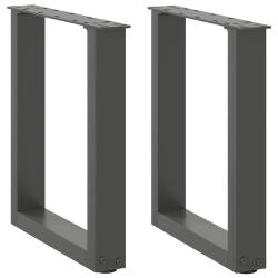 Lot de 2 pieds de table basse en U 28 x 43 cm avec niveleurs r&eacute;glables design moderne en acier anth