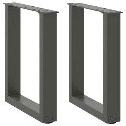 Lot de 2 pieds de table basse en U r&eacute;glables 38 x 43 cm design moderne en acier anthracite 02_00573