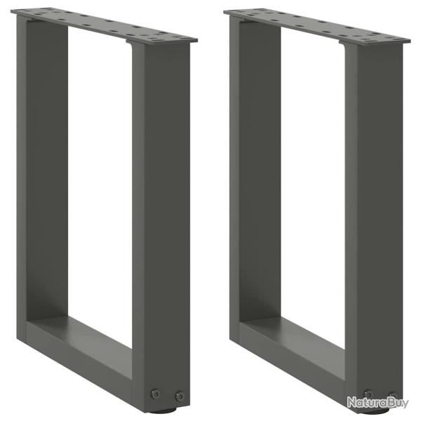 Lot de 2 pieds de table basse en U r�glables 38 x 43 cm design moderne en acier anthracite 02_00573