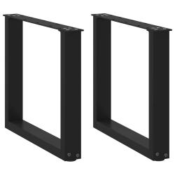 Lot de 2 pieds de table basse en U noirs 50 x 42-43 cm avec niveleurs r&eacute;glables design moderne en a