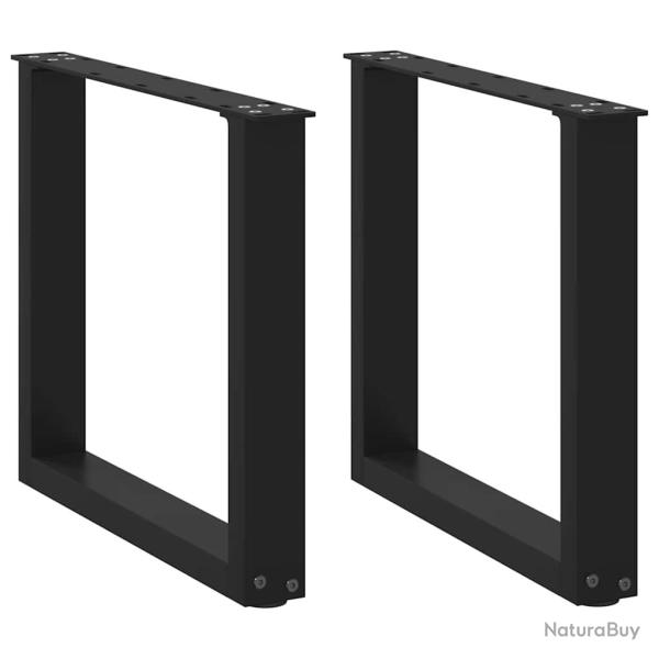 Lot de 2 pieds de table basse en U noirs 50 x 42-43 cm avec niveleurs r�glables design moderne en a