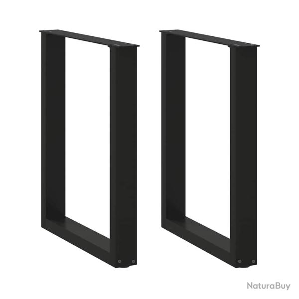 Lot de 2 pieds de table � manger en U r�glables 70 x 72-73 cm design moderne d�co acier noir 02_005