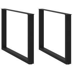 Lot de 2 pieds de table en U r&eacute;glables 100 x 72 cm design moderne esth&eacute;tique en acier noir 02_00574