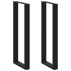 Lot de 2 pieds de table de bar en U ajustables 40 x 110-111 cm en acier thermolaqu&eacute; noir 02_0057480
