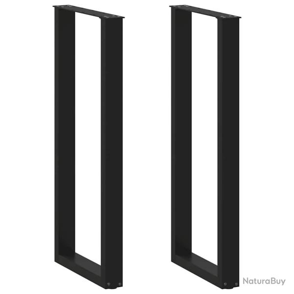 Lot de 2 pieds de table de bar en U ajustables 40 x 110-111 cm en acier thermolaqu� noir 02_0057480