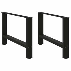 Lot de 2 pieds de table basse carr&eacute;s design moderne r&eacute;glables 70 x 42 cm en acier noir 02_0057528