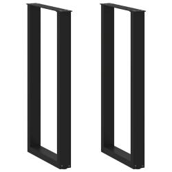 Lot de 2 pieds de table de bar design moderne en U 40 x 100-101 cm avec niveleurs r&eacute;glables en acie