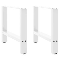 Lot de 2 pieds de table basse carr&eacute;s r&eacute;glables 60 x 42 cm design moderne salon en acier blanc 02_00