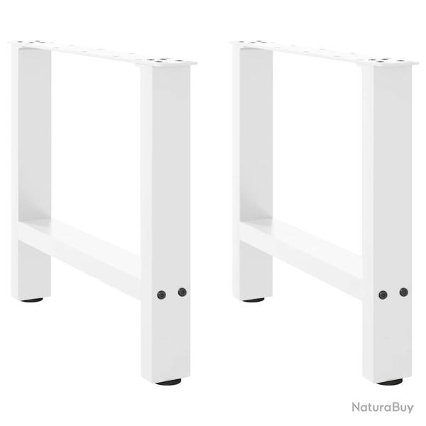 Lot de 2 pieds de table basse carr�s r�glables 60 x 42 cm design moderne salon en acier blanc 02_00