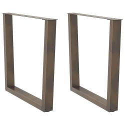 Lot de 2 pieds de table &agrave; manger en V ajustables 80 x 73 cm style moderne en acier naturel 02_00569
