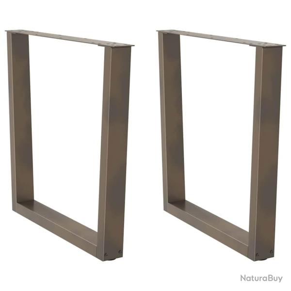 Lot de 2 pieds de table � manger en V ajustables 80 x 73 cm style moderne en acier naturel 02_00569
