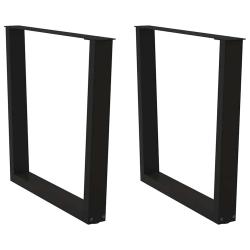 Lot de 2 pieds de table &agrave; manger en V 80 x 73 cm design moderne avec patins r&eacute;glables en acier noir