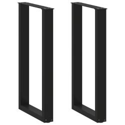 Lot de 2 pieds de table de bar en U r&eacute;glables 40 x 90-91 cm design moderne en acier noir 02_0057456