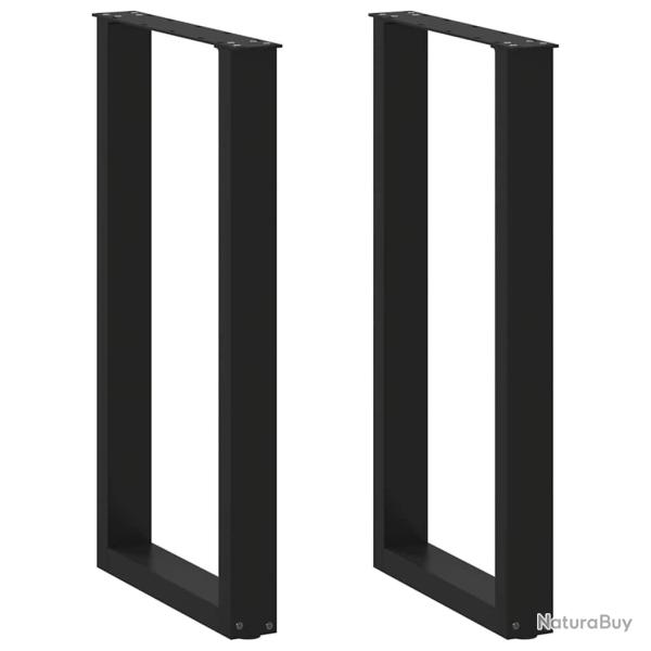 Lot de 2 pieds de table de bar en U r�glables 40 x 90-91 cm design moderne en acier noir 02_0057456