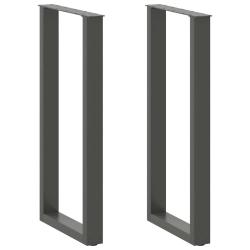 Lot de 2 pieds de table de bar en U r&eacute;glables 40 x 100 cm design moderne en acier anthracite 02_005