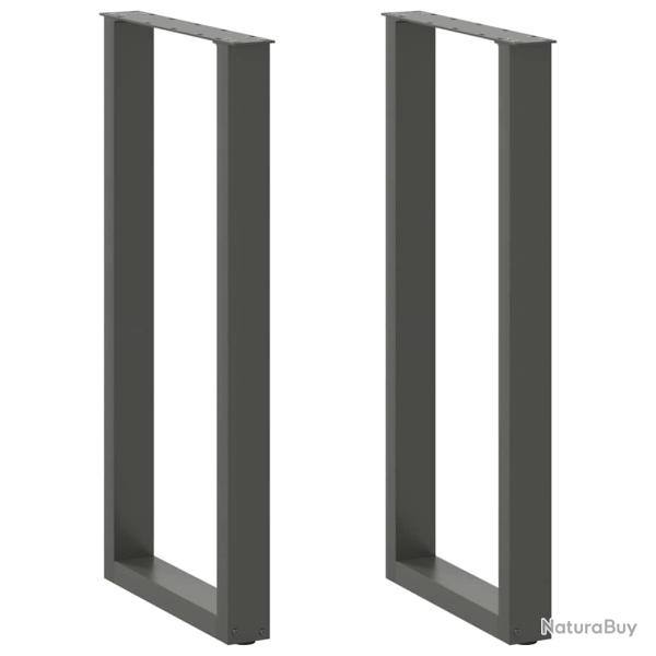 Lot de 2 pieds de table de bar en U r�glables 40 x 100 cm design moderne en acier anthracite 02_005
