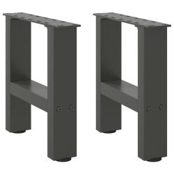 Lot de 2 pieds de table basse carr&eacute;s avec niveaux r&eacute;glables 30 x 30 cm en acier anthracite 02_00574